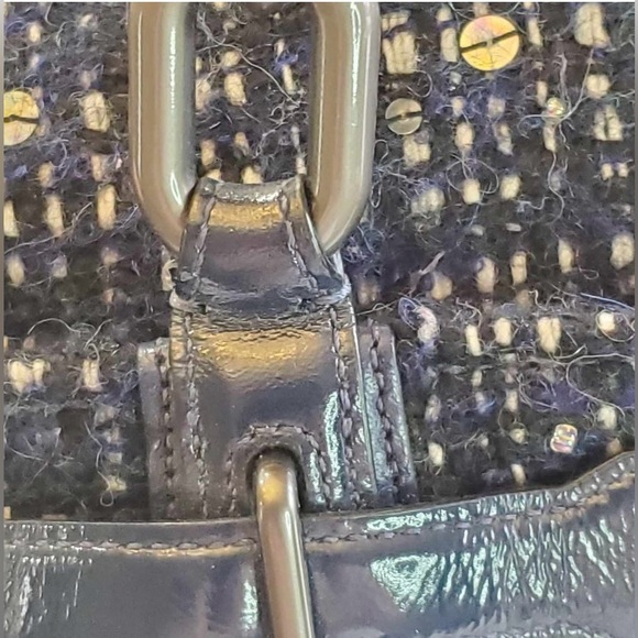 RARE COACH CHELSEA BOUCLE EMERSON TWEED AND WOOL BLEND BAG WITH LEATHER STRAPS - Picture 8 of 13